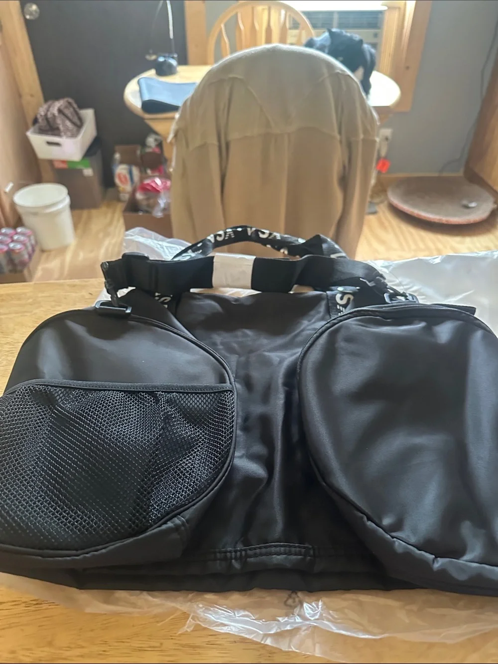 PINK Victoria's Secret Black Laptop Duffel with Branded Webbing